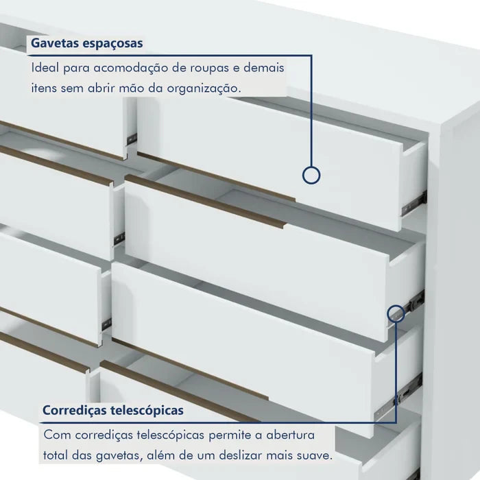 Cômoda Urban 8 Gavetas Espresso Móveis Branco