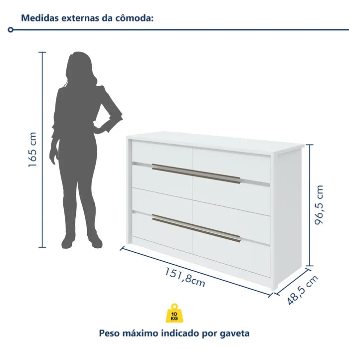 Cômoda Urban 8 Gavetas Espresso Móveis Branco